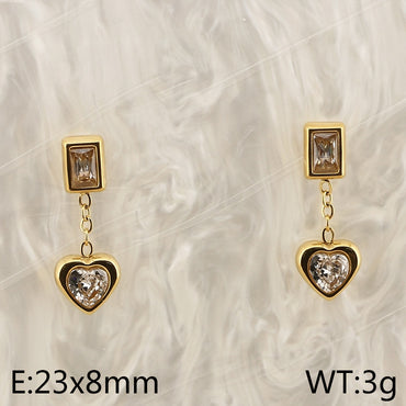 1 Pair Simple Style Heart Shape Stainless Steel Drop Earrings