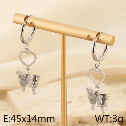 1 Pair Simple Style Butterfly Stainless Steel Drop Earrings