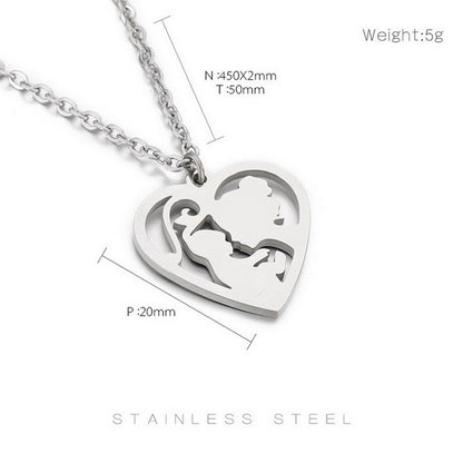 Simple Style Heart Shape Titanium Steel Plating Pendant Necklace