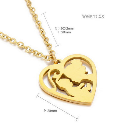 Simple Style Heart Shape Titanium Steel Plating Pendant Necklace