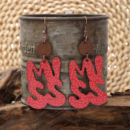 1 Pair Simple Style Letter Wood Drop Earrings