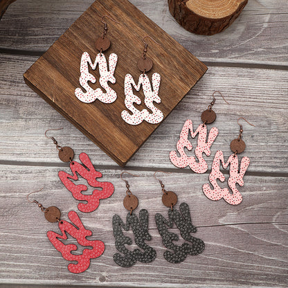 1 Pair Simple Style Letter Wood Drop Earrings