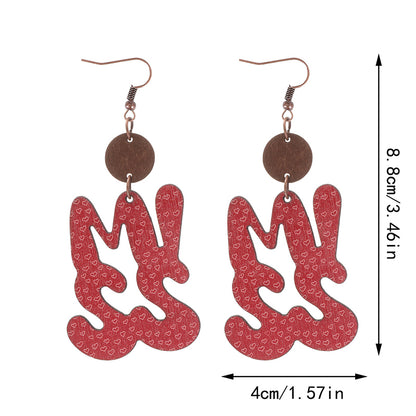 1 Pair Simple Style Letter Wood Drop Earrings