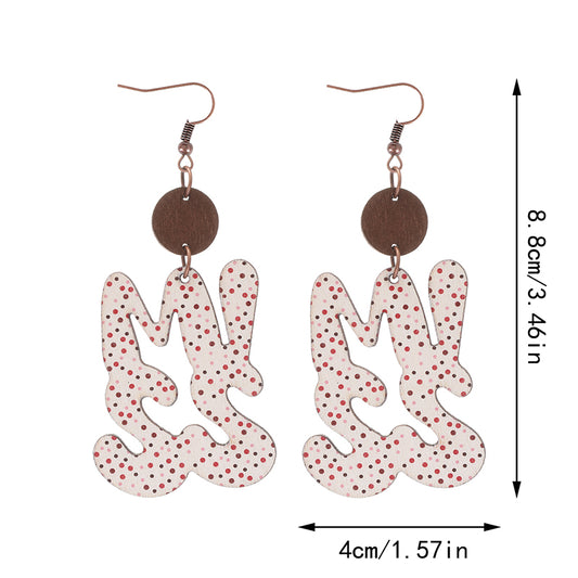 1 Pair Simple Style Letter Wood Drop Earrings