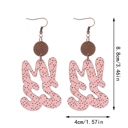 1 Pair Simple Style Letter Wood Drop Earrings