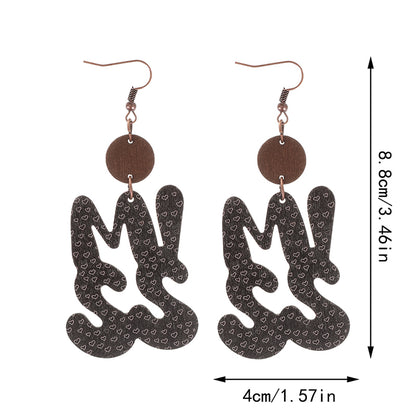 1 Pair Simple Style Letter Wood Drop Earrings