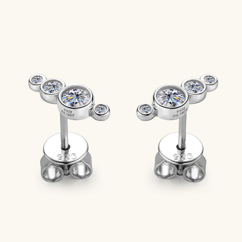 Simple Style Geometric Sterling Silver Gra Plating Inlay Moissanite Ear Studs