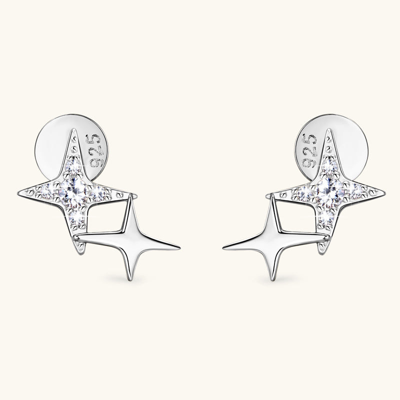 Simple Style Star Sterling Silver Gra Plating Inlay Moissanite Ear Studs