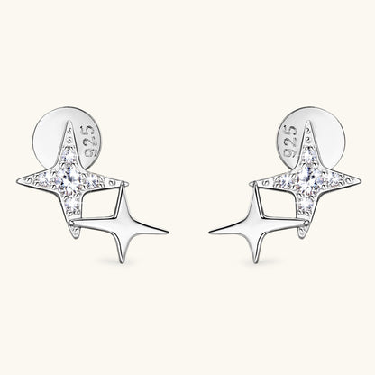 Simple Style Star Sterling Silver Gra Plating Inlay Moissanite Ear Studs