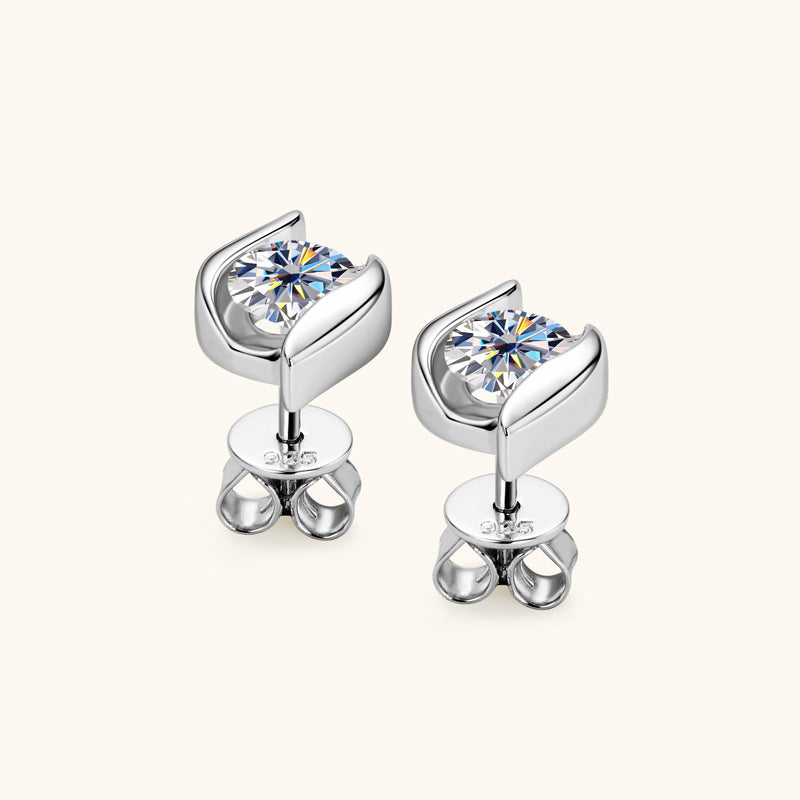 Simple Style Geometric Sterling Silver Gra Plating Inlay Moissanite Ear Studs