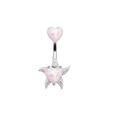 1 Piece Belly Rings Elegant Heart Shape Butterfly Stainless Steel Plating Inlay Rhinestones Opal Belly Ring