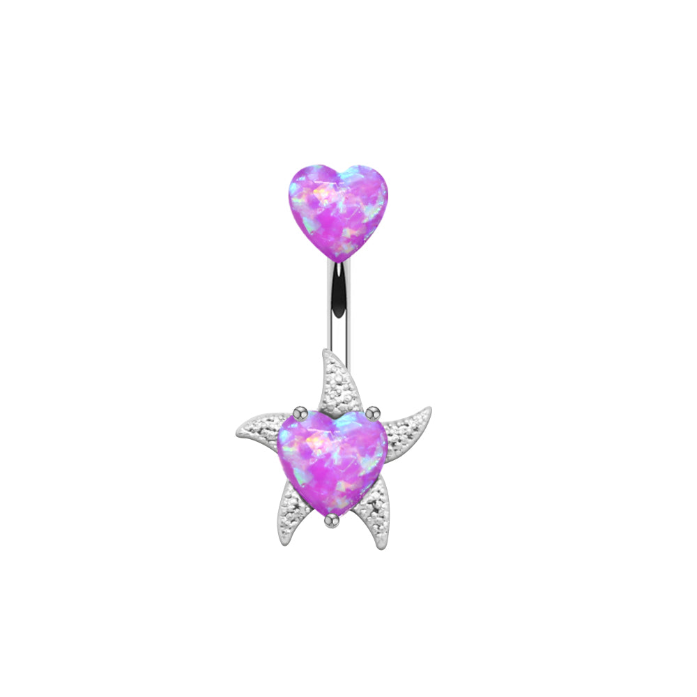 1 Piece Belly Rings Elegant Heart Shape Butterfly Stainless Steel Plating Inlay Rhinestones Opal Belly Ring