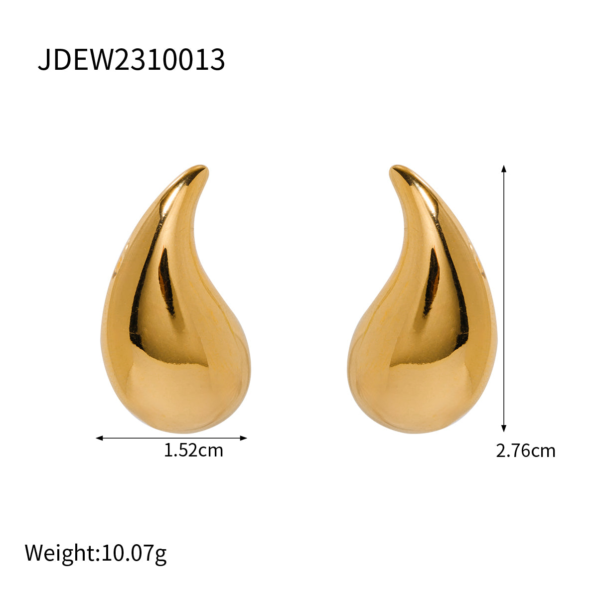 1 Pair Ig Style Water Droplets Plating Stainless Steel 18k Gold Plated Ear Studs