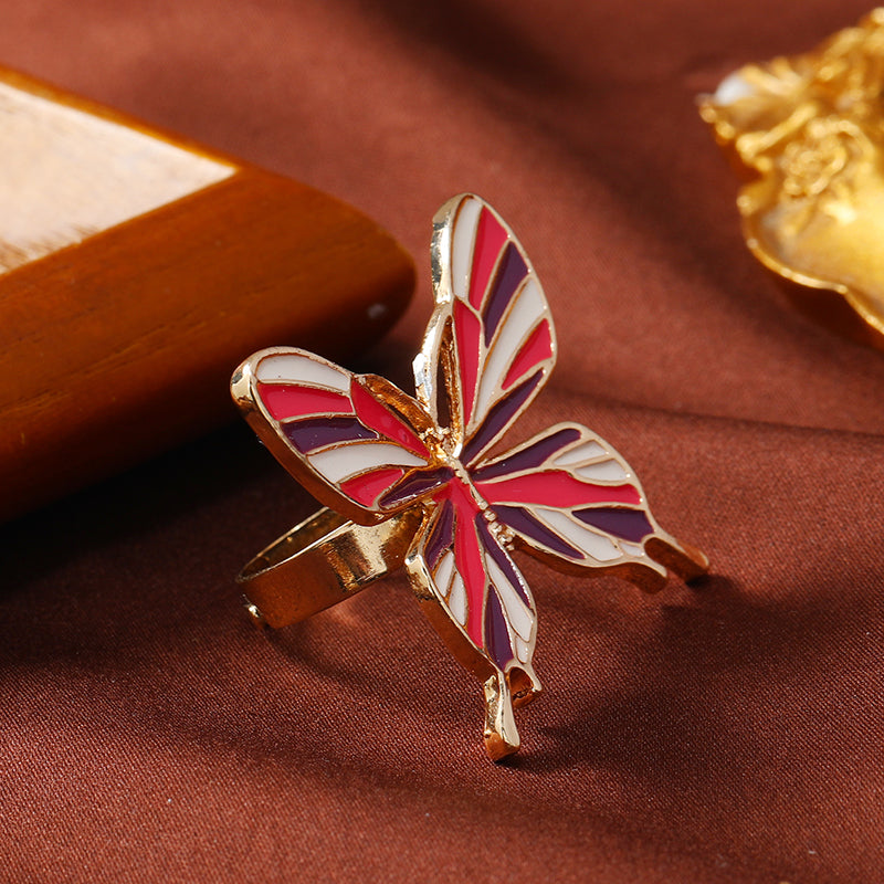 Sweet Flower Butterfly Alloy Unisex Open Rings