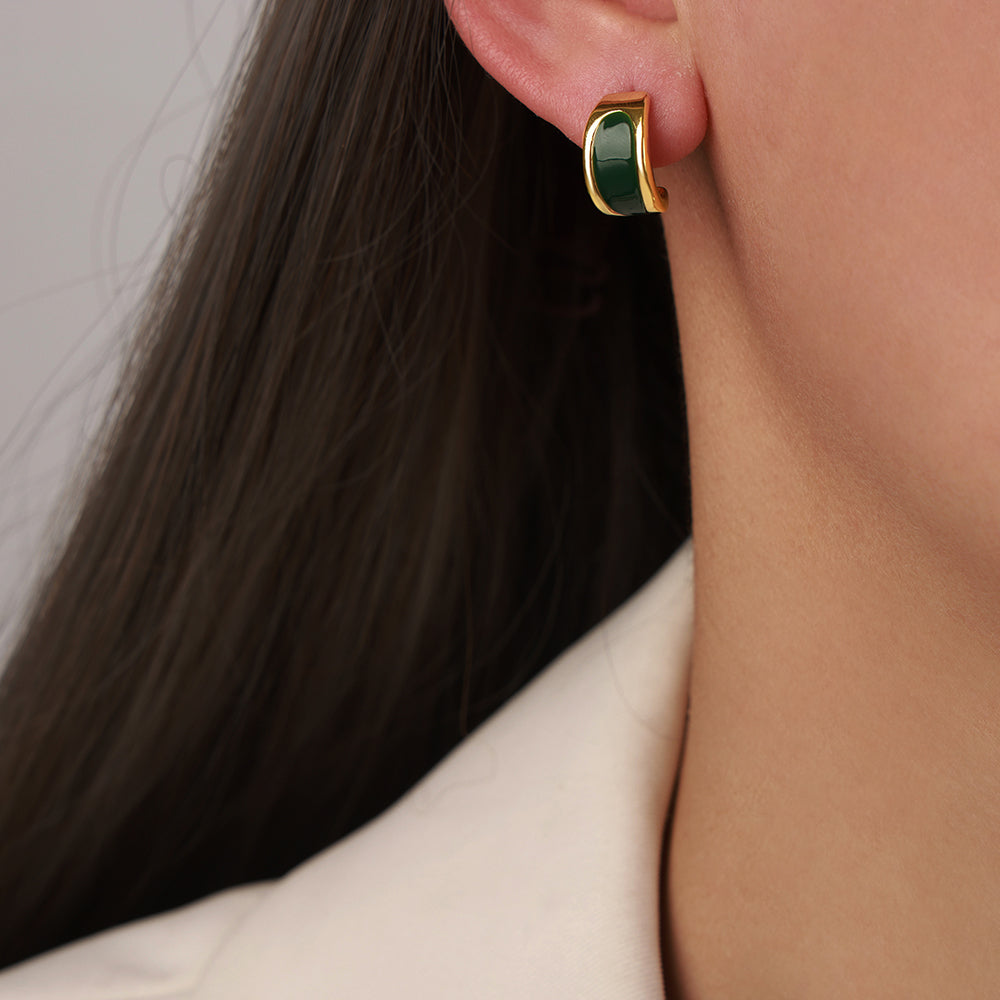 1 Pair Elegant Retro Moon Enamel Plating Copper 18k Gold Plated Ear Studs