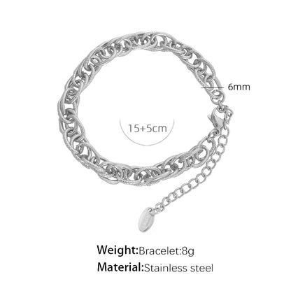 Elegant Formal Simple Style Round Titanium Steel Plating 18k Gold Plated Bracelets Necklace