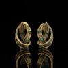 1 Pair Classical Retro Geometric Plating Inlay Copper Malachite Ear Studs