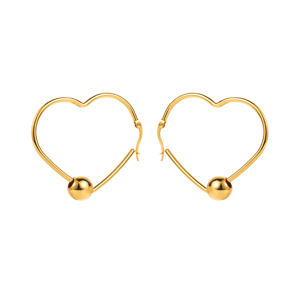 1 Pair Vintage Style Modern Style Simple Style Heart Shape Stainless Steel Hoop Earrings