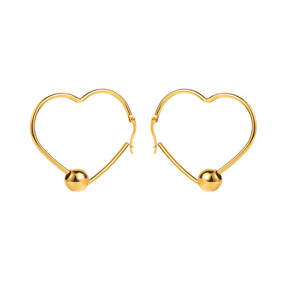 1 Pair Vintage Style Modern Style Simple Style Heart Shape Stainless Steel Hoop Earrings