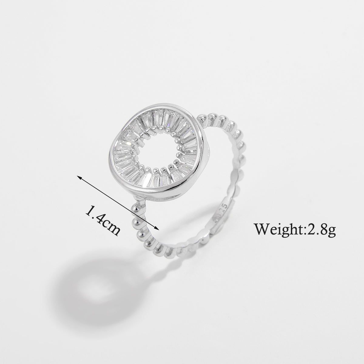 Cute Round Sterling Silver Plating Inlay Zircon White Gold Plated Silver Plated Rings