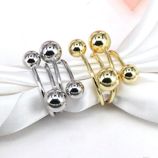 Wholesale IG Style Simple Style Ball Copper Plating 18K Gold Plated Open Rings
