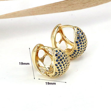 1 Pair Elegant Simple Style C Shape Plating Inlay Copper Zircon 18K Gold Plated Earrings