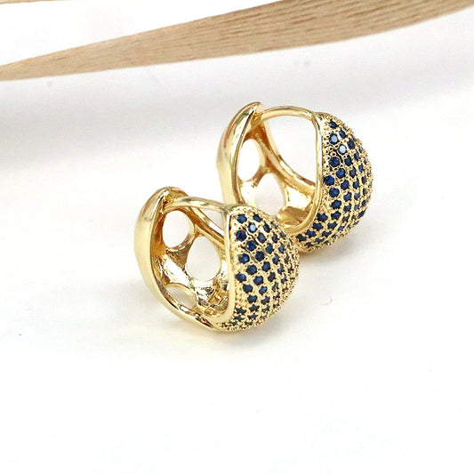 1 Pair Elegant Simple Style C Shape Plating Inlay Copper Zircon 18K Gold Plated Earrings