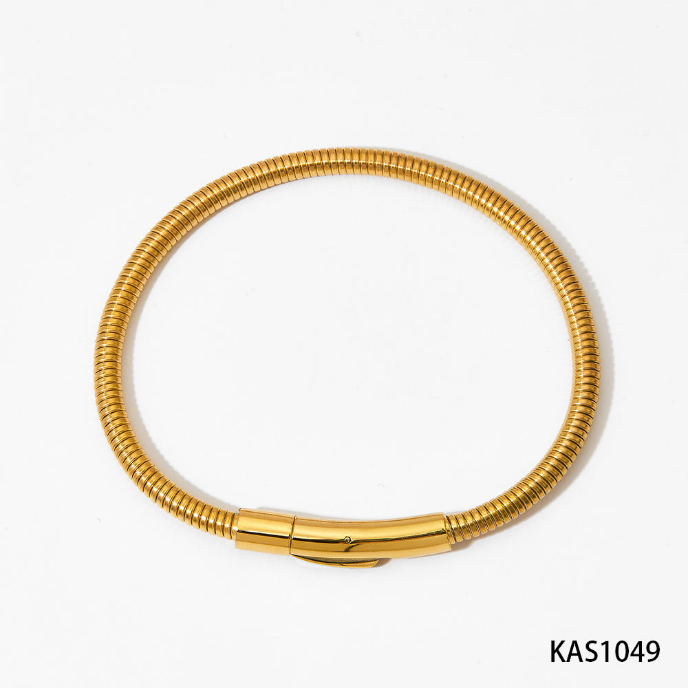 Simple Style Solid Color Stainless Steel Polishing Plating 14k Gold Plated White Gold Plated Gold Plated Bracelets Necklace