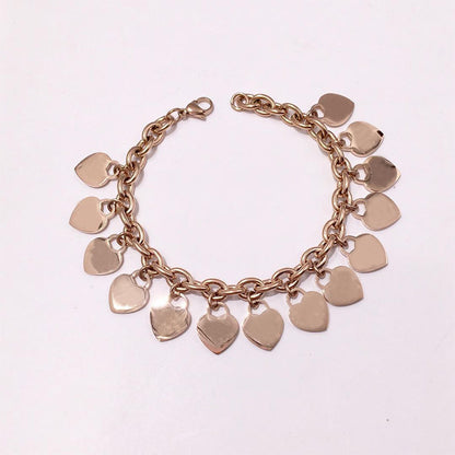 Basic Classic Style Heart Shape Titanium Steel Plating Bracelets