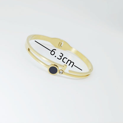 Elegant Simple Style Star Moon Titanium Steel Plating Inlay Rhinestones 18k Gold Plated Bangle