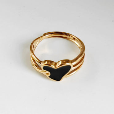 Streetwear Oval Heart Shape Stainless Steel Titanium Steel Enamel Plating 14k Gold Plated Open Rings