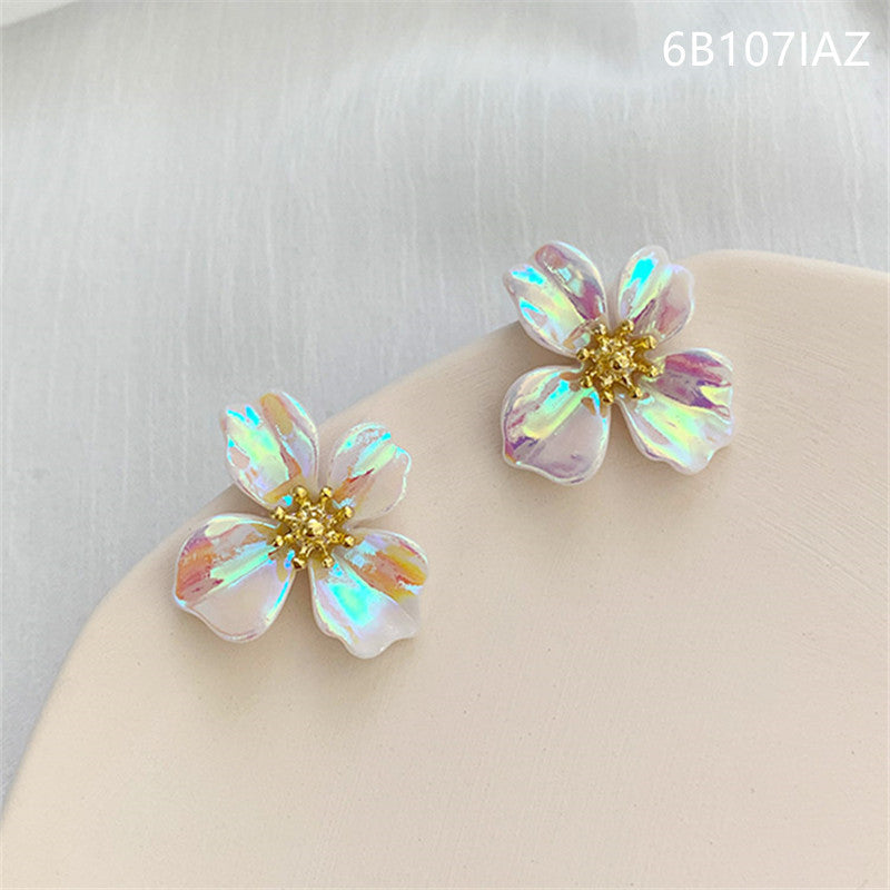 Korean Colorful Flower Earrings New Simple Super Fairy Earrings Sweet Girl Earrings Wholesale Gooddiy