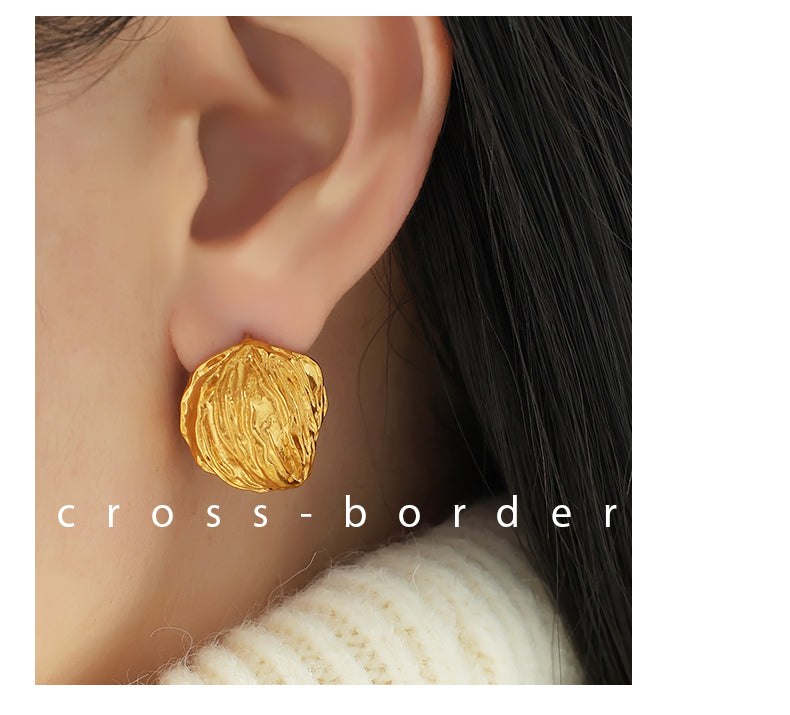 1 Pair Vintage Style Simple Style Lines Irregular Plating Pleated Copper 18k Gold Plated Ear Studs