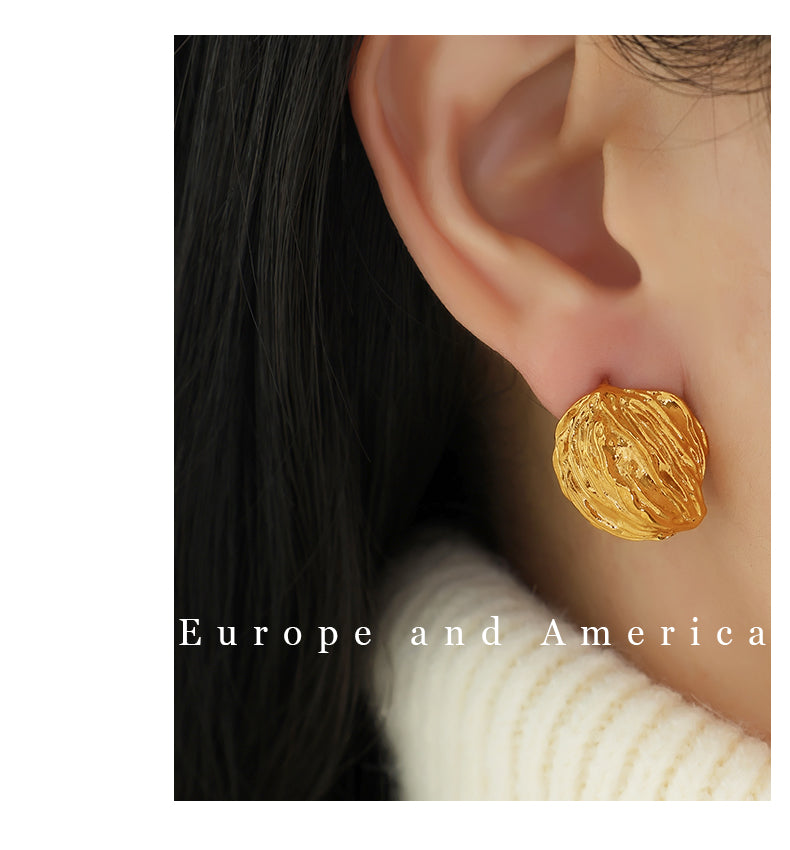 1 Pair Vintage Style Simple Style Lines Irregular Plating Pleated Copper 18k Gold Plated Ear Studs