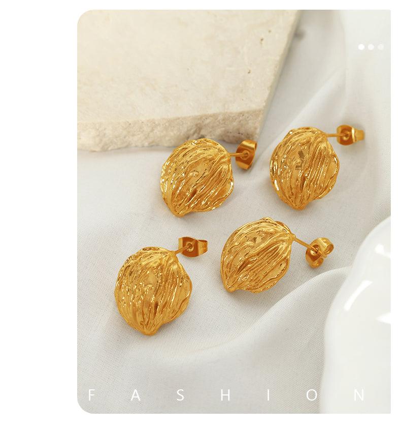 1 Pair Vintage Style Simple Style Lines Irregular Plating Pleated Copper 18k Gold Plated Ear Studs