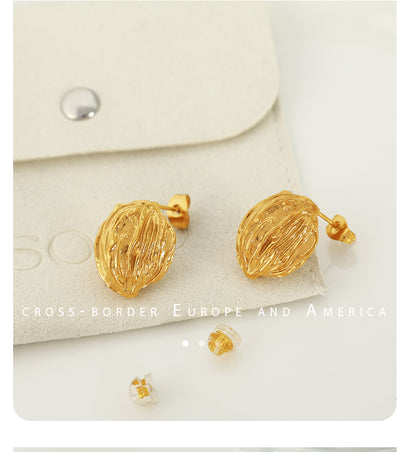 1 Pair Vintage Style Simple Style Lines Irregular Plating Pleated Copper 18k Gold Plated Ear Studs