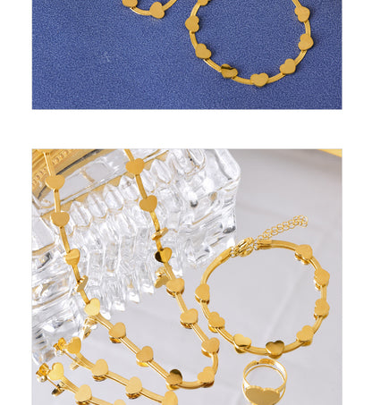 Elegant Simple Style Heart Shape Titanium Steel Plating Jewelry Set
