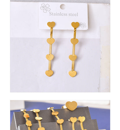 Elegant Simple Style Heart Shape Titanium Steel Plating Jewelry Set