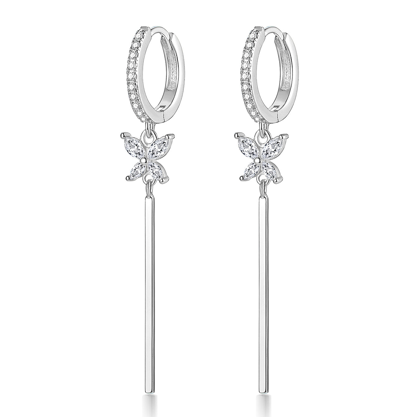 1 Pair Luxurious Simple Style Shiny Tassel Butterfly Plating Inlay Sterling Silver Zircon 18k Gold Plated White Gold Plated Drop Earrings