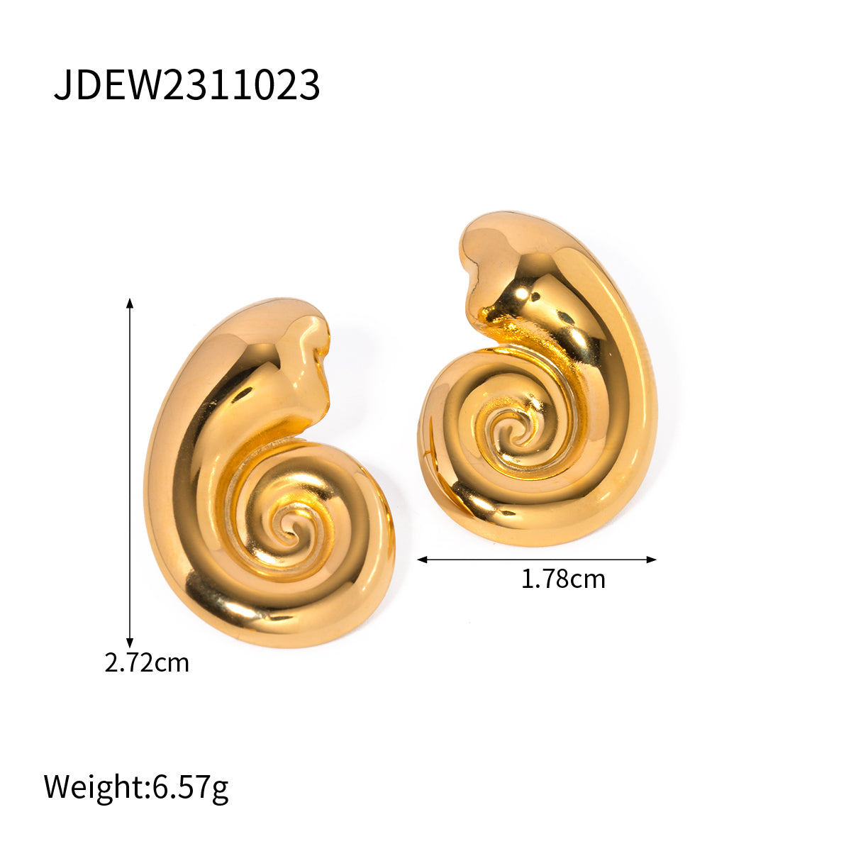 Ig Style Conch Stainless Steel 18k Gold Plated Ear Studs