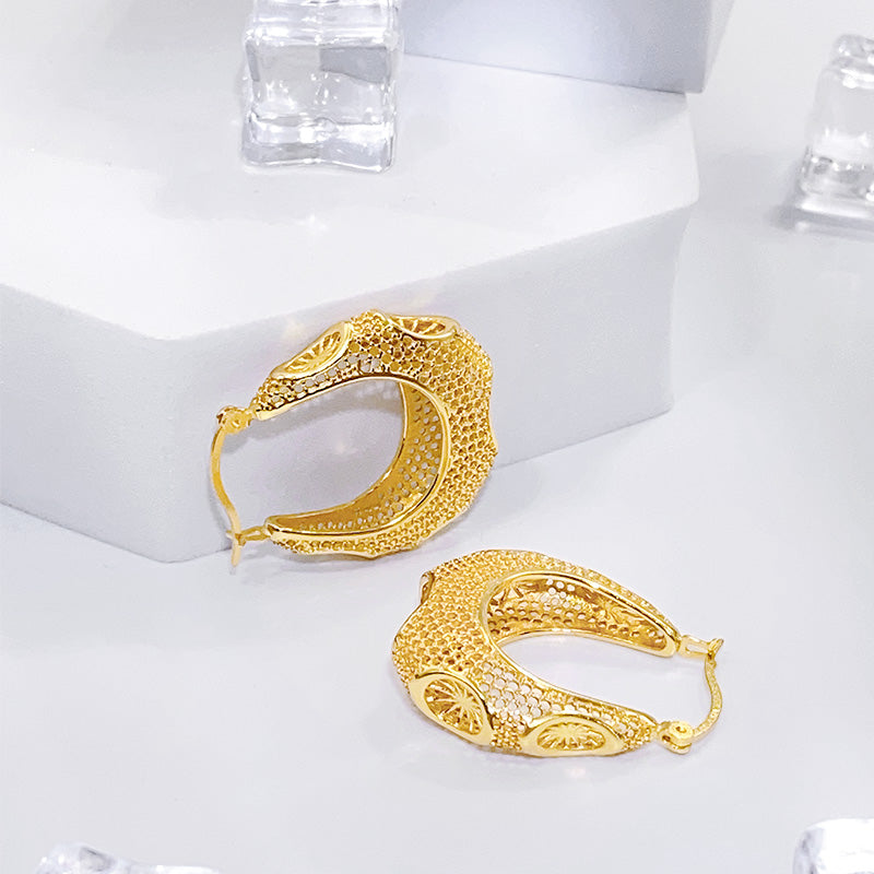 1 Pair Glam Simple Style Geometric Plating Hollow Out Sterling Silver Gold Plated Earrings