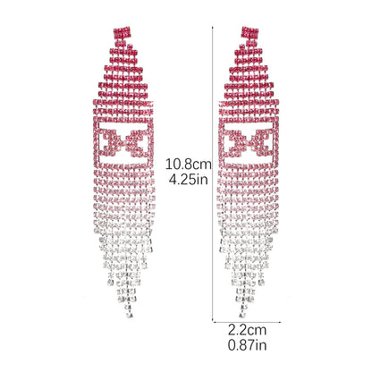 1 Pair Elegant Luxurious Geometric Tassel Plating Inlay Alloy Rhinestones Silver Plated Drop Earrings