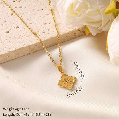 Vintage Style Sun Stainless Steel Plating 18k Gold Plated Pendant Necklace