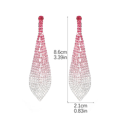 1 Pair Elegant Luxurious Geometric Tassel Plating Inlay Alloy Rhinestones Silver Plated Drop Earrings