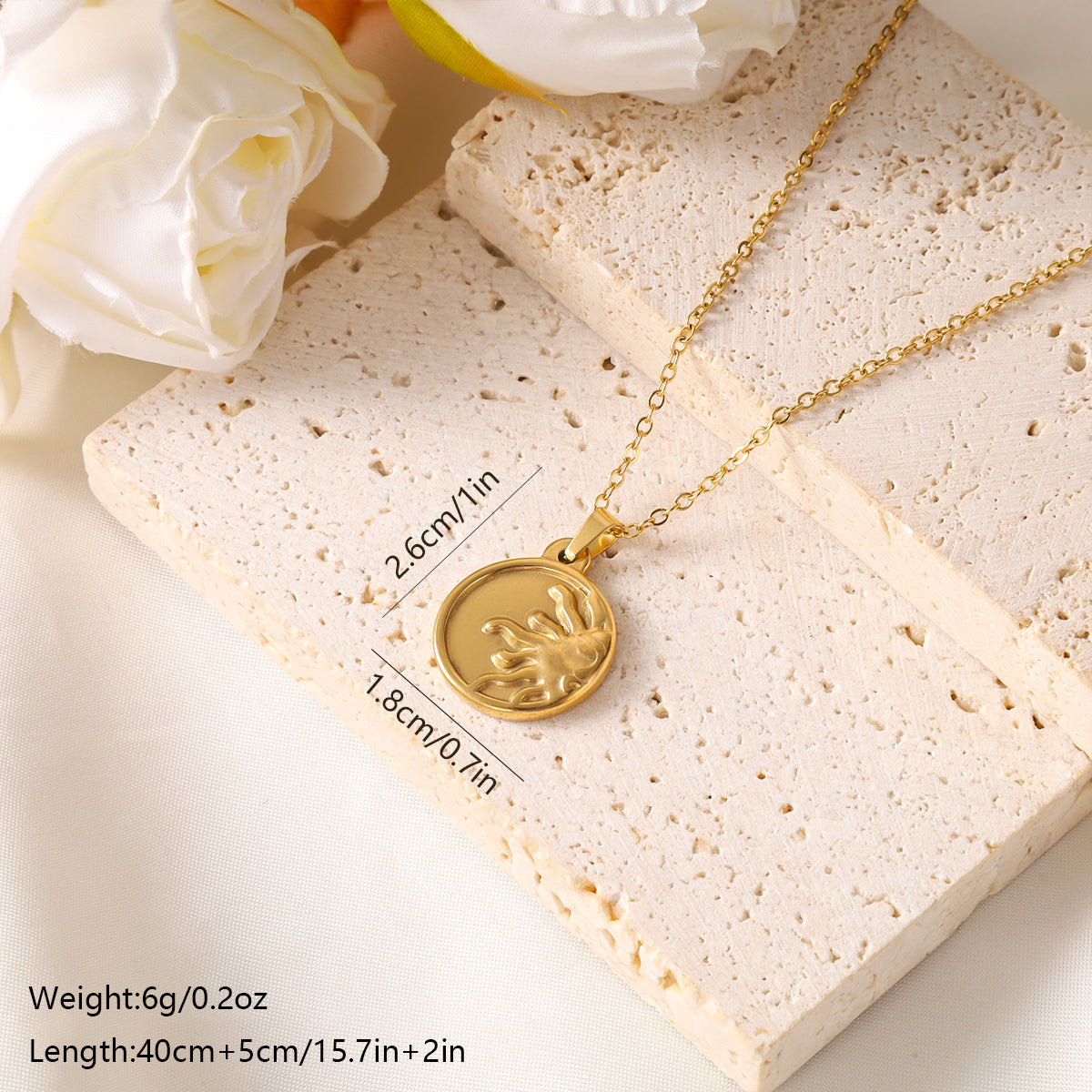 Ig Style Vintage Style Sun Star Moon Stainless Steel Plating 18k Gold Plated Pendant Necklace