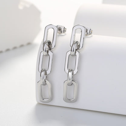 1 Pair Casual Simple Style Chain Copper Zircon White Gold Plated Drop Earrings