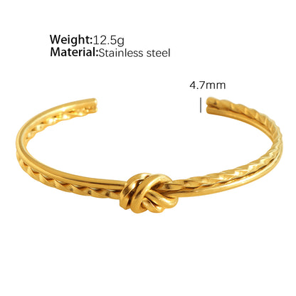 Simple Style Round Knot Titanium Steel Plating 18k Gold Plated Bangle