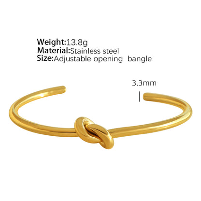 Simple Style Round Knot Titanium Steel Plating 18k Gold Plated Bangle