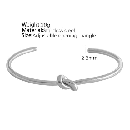 Simple Style Round Knot Titanium Steel Plating 18k Gold Plated Bangle