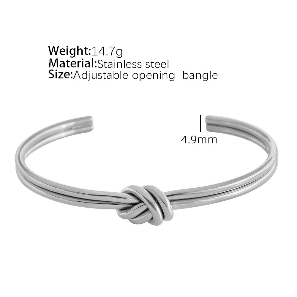 Simple Style Round Knot Titanium Steel Plating 18k Gold Plated Bangle